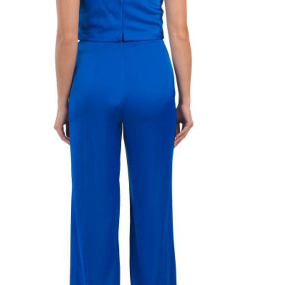 LIV FOSTER Azure Satin Cowl Neck Jumpsuit - Picture 3 of 9
